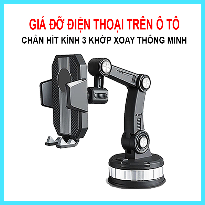 Giá đỡ điện thoại chân hít kính 3 khớp xoay thông minh