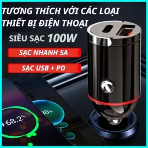 Tẩu Sạc Ô Tô Siêu Nhanh PUGAN Chính Hãng 100W Sạc Ô Tô, Tẩu Âm Ô Tô Nguồn 2 Cổng USB và TYPE C Đều Sạc Siêu Nhanh Hàng Cao Cấp 5 Tau sac o to chinh hang 6 Tau sac o to chinh hang 6